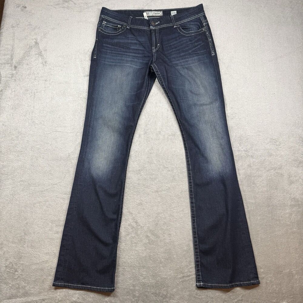BKE Denim Payton Bootcut Jeans Women's 32x35.5 Blue Denim Dark Wash Embroidered